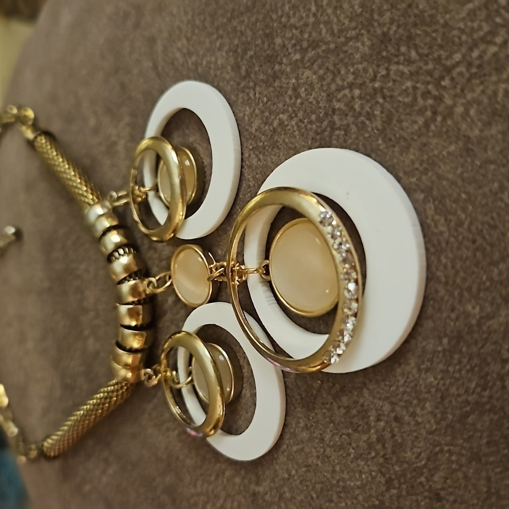 Vtg Mesh Circle Cluster Atomic Mod Chain Necklace - image 5